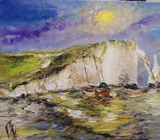 Named contemporary work « SOLEIL LEVE SUR ETRETAT », Made by PATE