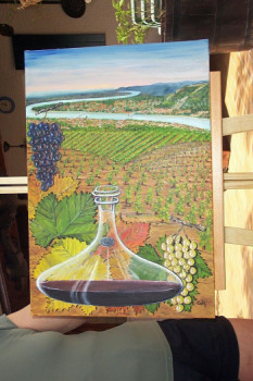 Named contemporary work « Le Vin, la Vigne et le Rhône », Made by CATY
