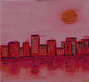 Named contemporary work « CITY », Made by JAM PEINTURE