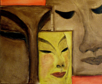 Named contemporary work « Les masques », Made by CHRISTINE DELFOSSE