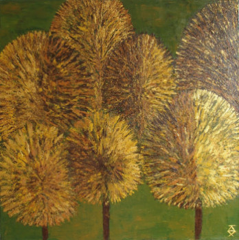 Named contemporary work « Automne d'Or », Made by SYLVIE JESSUA CLOUTIER