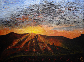 Named contemporary work « Sunset in Canarias », Made by SYLVIE JESSUA CLOUTIER