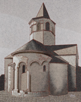 Contemporary work named « Eglise de Nasbinals-Lozère- », Created by JEAN CLAUDE MAUREL