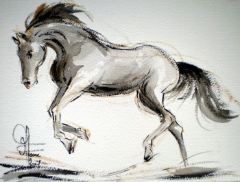 Named contemporary work « Cheval encre 2 », Made by MICHèLE FAURE