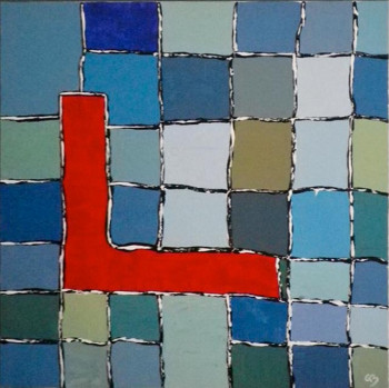 Named contemporary work « bleu sur bleu », Made by GILLES BOXLER