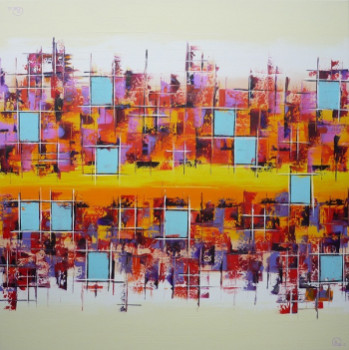 Named contemporary work « Small blue Squares in Miami », Made by OLIVIA BOA