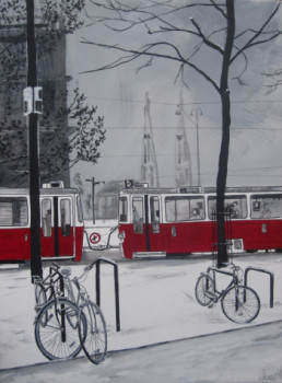 Named contemporary work « tram rouge », Made by OLIVIER LAPLACE