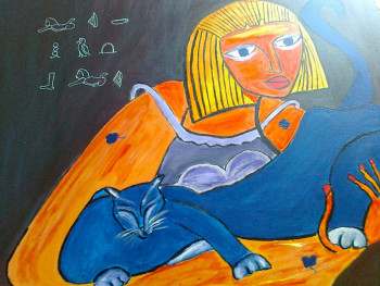 Named contemporary work « Le chat bleu », Made by JENO