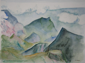 Named contemporary work « montagne et nuages », Made by MIREILLE BREGOU