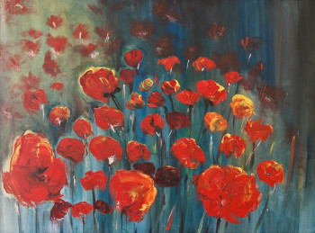 Named contemporary work « Coquelicots nocturnes », Made by FRAMBOISE