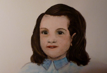 Named contemporary work « Brigitte enfant, aquarelle », Made by CHRISTINE DELFOSSE