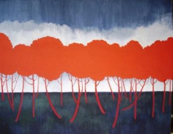 Named contemporary work « Rangée d'arbres rouges », Made by NICOLE DESDOUET