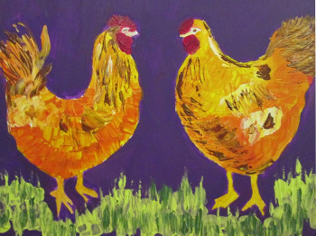 Named contemporary work « Les poules », Made by JENO