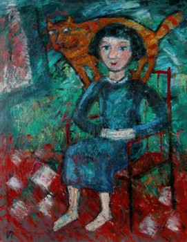 Named contemporary work « Anna et le chat », Made by IRINA RAKOVA