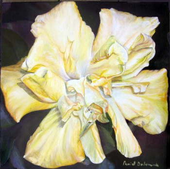 Named contemporary work « Hibiscus jaune », Made by MURIEL DOLEMIEUX