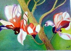Named contemporary work « L'Arbre en fleurs  (Impressionnisme) », Made by ISRADAN