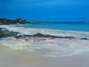 Named contemporary work « plage et rochers », Made by ALAIN COJAN