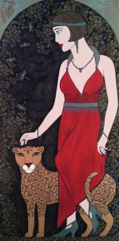 Named contemporary work « Myrna au Lion », Made by CATHAJEK