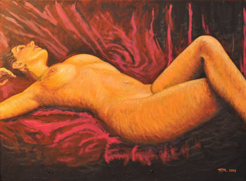 Named contemporary work « Nu - La femme orange », Made by MOULIN P-L