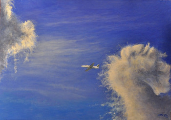 Named contemporary work « Paysage ciel - Bleus ciel », Made by MOULIN P-L