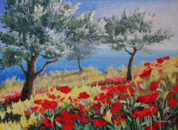 Named contemporary work « " Oliviers,mer, coquelicots"  », Made by FLORIANE MAELS