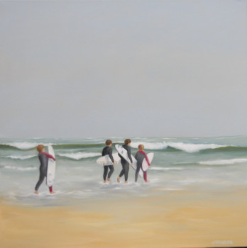 Named contemporary work « Les petits surfeurs... », Made by L.VERHOEVEN