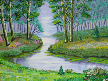 Named contemporary work « La rivière en forêt », Made by JLA