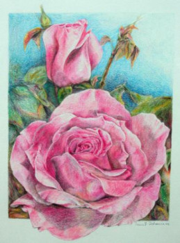 Named contemporary work « Roses », Made by MURIEL DOLEMIEUX