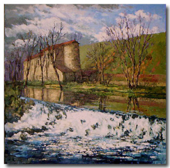 Named contemporary work « La cascade au moulin Matteau », Made by AGNèS DORTU