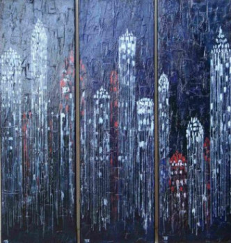 Named contemporary work « Manhattan triptyque », Made by TANIA BERNARD-SCHUGALTE