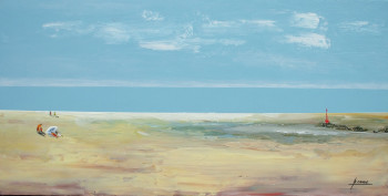 Named contemporary work « la plage de Dinard », Made by BERNARD CAHUE