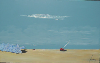 Named contemporary work « la barque rouge de Dinard », Made by BERNARD CAHUE