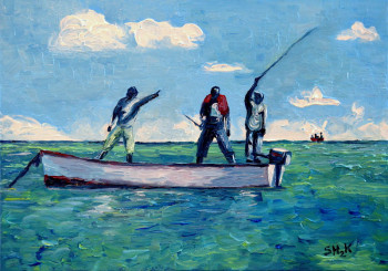 Named contemporary work « Pêcheurs en pirogue », Made by STEFH2K