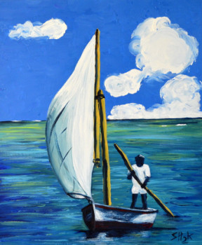 Named contemporary work « Pirogue à voile », Made by STEFH2K