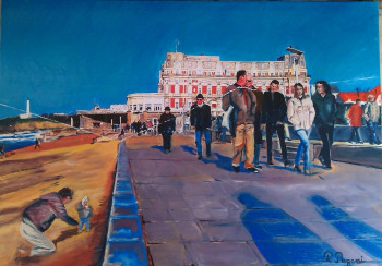 Named contemporary work « La grande plage de Biarritz », Made by PHILOU