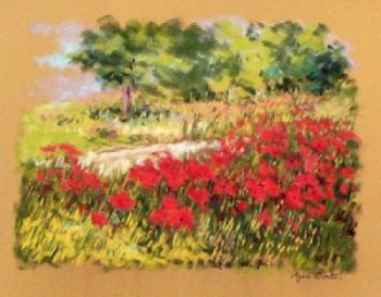 Contemporary work named « Champs aux coquelicots. », Created by AGNèS DORTU