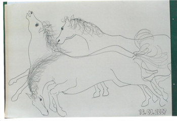 Named contemporary work « chevaux 8 », Made by SYLVIE RABATEL