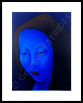 Named contemporary work « Le portrait bleu (la petite juive muette) », Made by GEORGES YATRIDèS