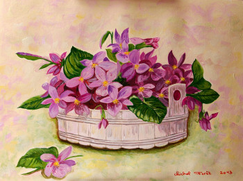 Named contemporary work « Bouquet de violettes », Made by MICHEL FORET