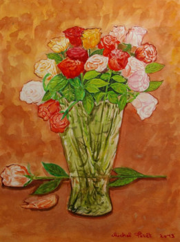 Named contemporary work « Bouquet de Roses 1 », Made by MICHEL FORET