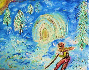 Named contemporary work « Paysage d'hiver (peinture acrylique ) », Made by NIKO