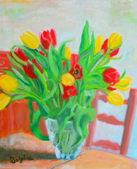 Contemporary work named « tulipes », Created by LUIGINA
