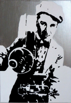 Named contemporary work « Charlie Chaplin », Made by A.FRAGA POP ART