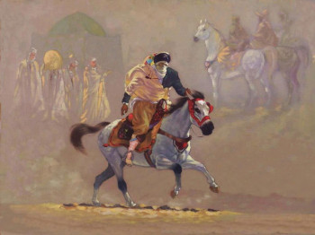 Named contemporary work « le cavalier de méjaher », Made by BENAISSA YOUCEF