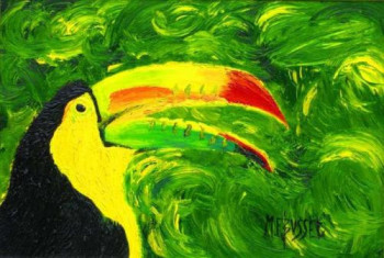 Named contemporary work « LE TOUCAN A POITRINE JAUNE », Made by MARIE-FRANCE BUSSET