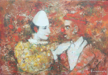 Named contemporary work « 03958 - Les deux clowns », Made by HENRY SIMON