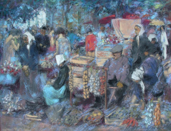 Named contemporary work « 02373 - Marché estival », Made by HENRY SIMON