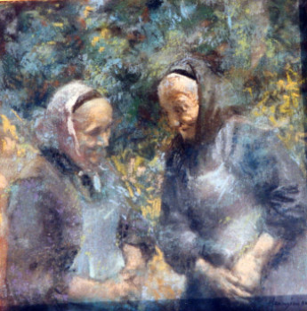 Named contemporary work « 00545 - Deux mémés conversant », Made by HENRY SIMON