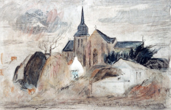 Named contemporary work « 01851 - Village à la charrette bleue », Made by HENRY SIMON