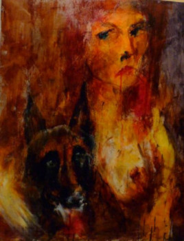 Named contemporary work « Madame et son chien », Made by JEAN-LOUIS PATRICE